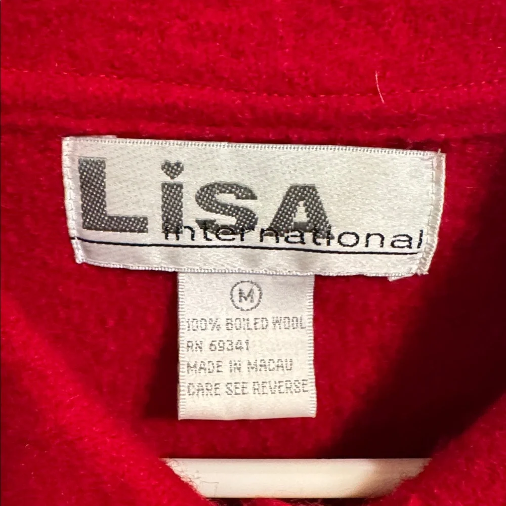 Vintage Lisa International Boiled Wool Button Down Jacket Women's M Colorblock